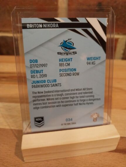 Briton Nikora Cronulla SHARKS NRL Traders Card,