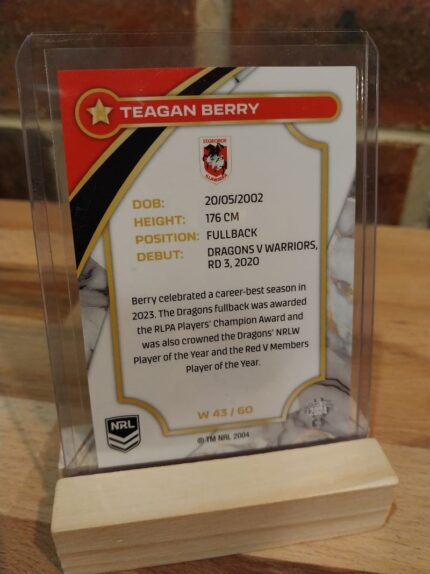 Teagan Berry NRL Traders Card,