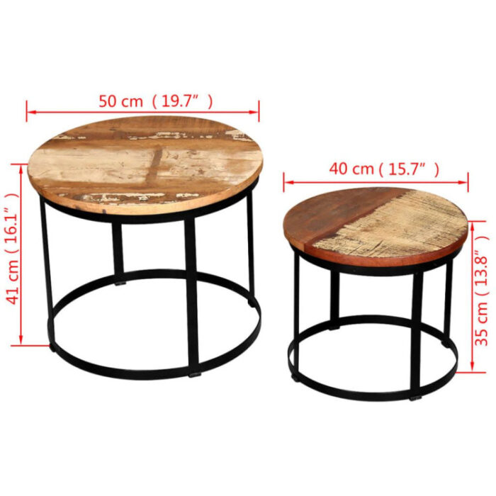 reclycled wood coffee table set,